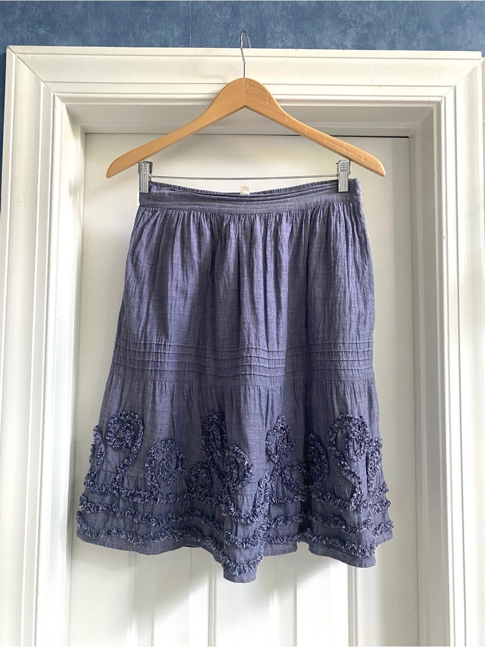 Women's Embroidered Indigo Cotton Skirt